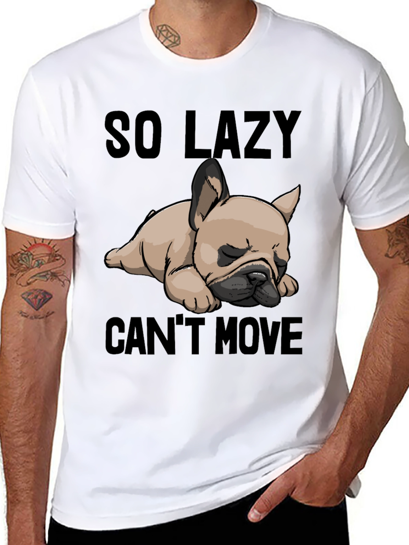 So Lazy Cant Move Bulldog T-Shirt