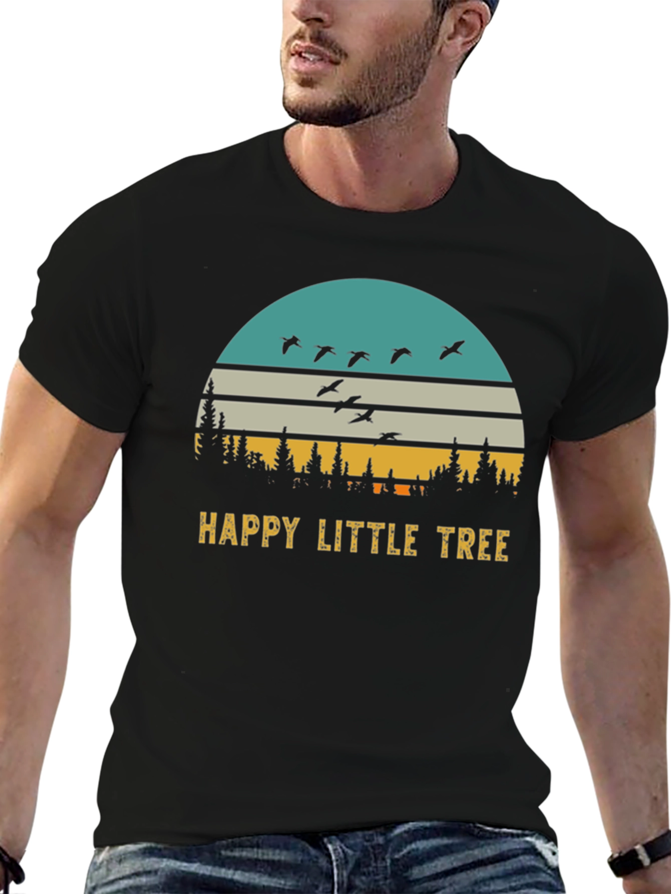 Happy Little Tree Retro Sunset T-Shirt