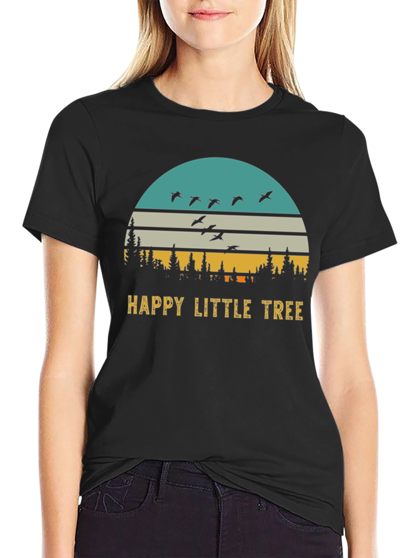Happy Little Tree Retro Sunset T-Shirt