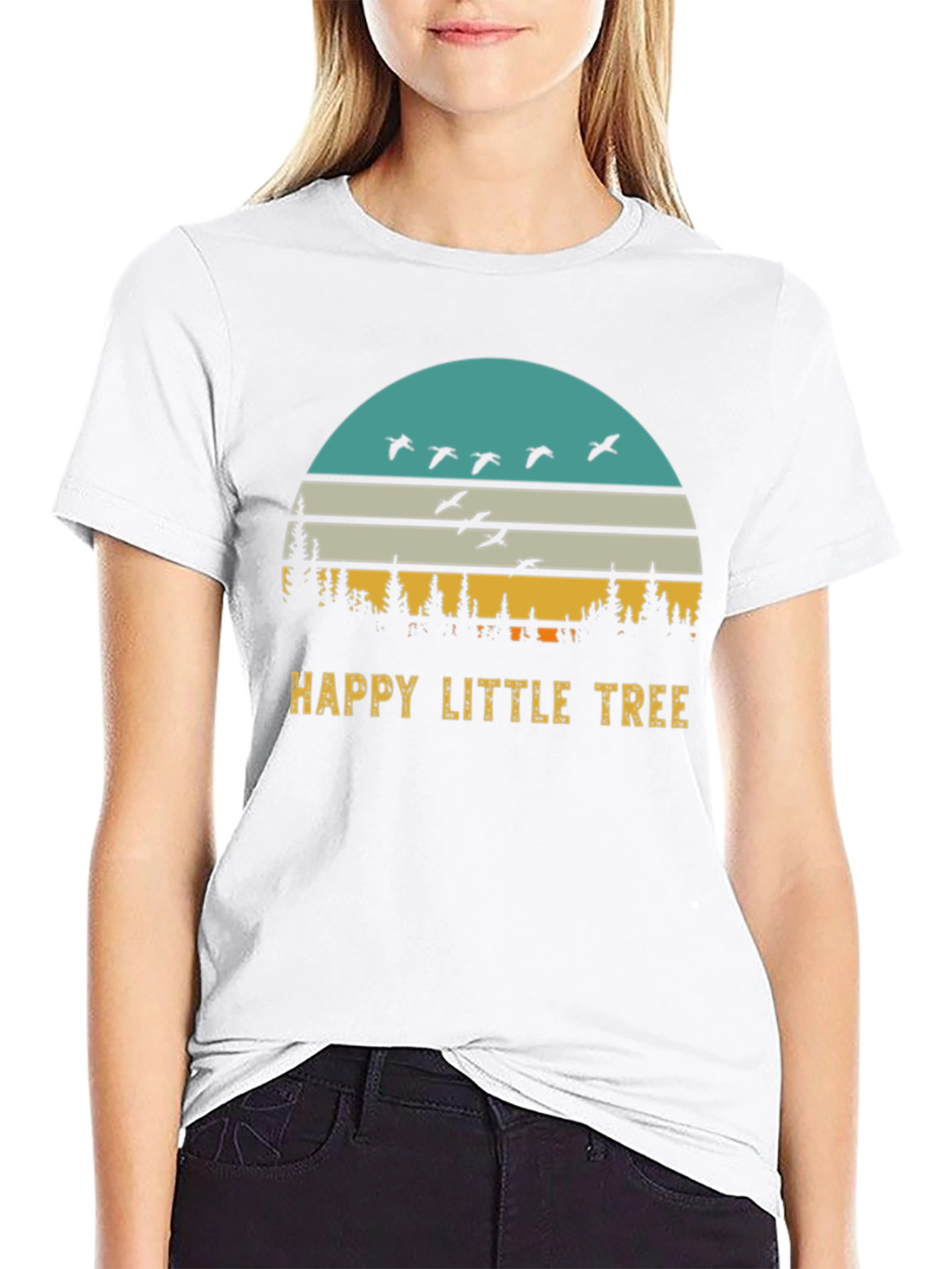Happy Little Tree Retro Sunset T-Shirt