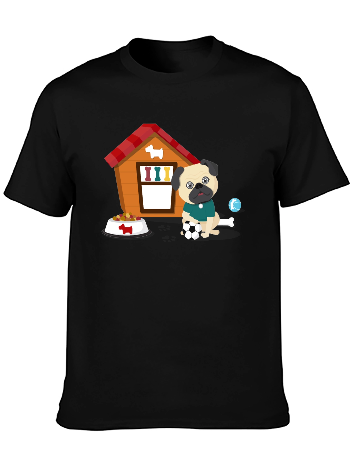 Pug Soccer T-Shirt - Cute Dog & Ball Design