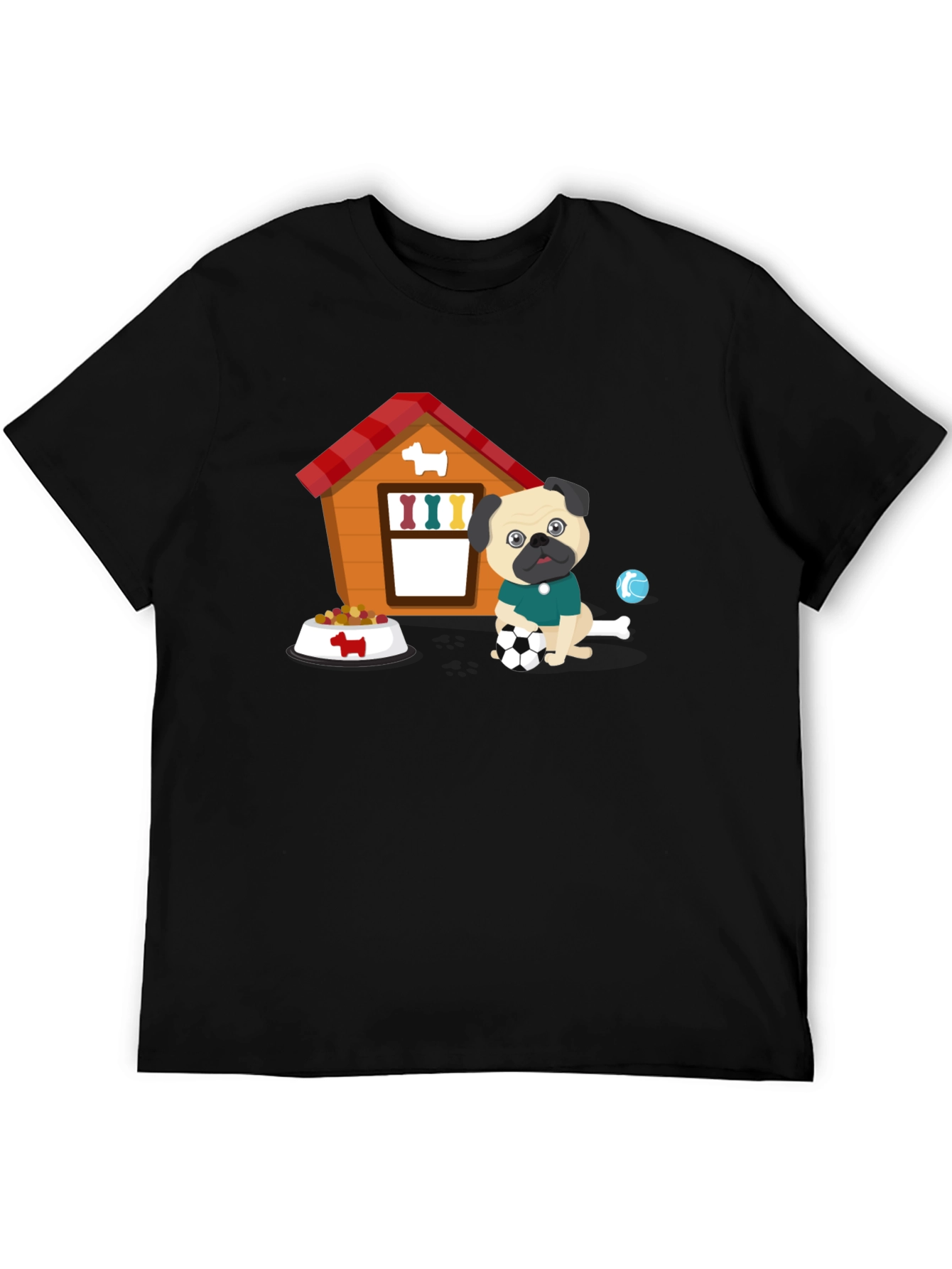 Pug Soccer T-Shirt - Cute Dog & Ball Design