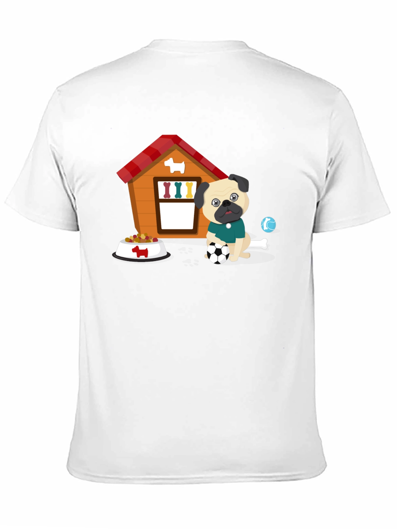 Pug Soccer T-Shirt - Cute Dog & Ball Design