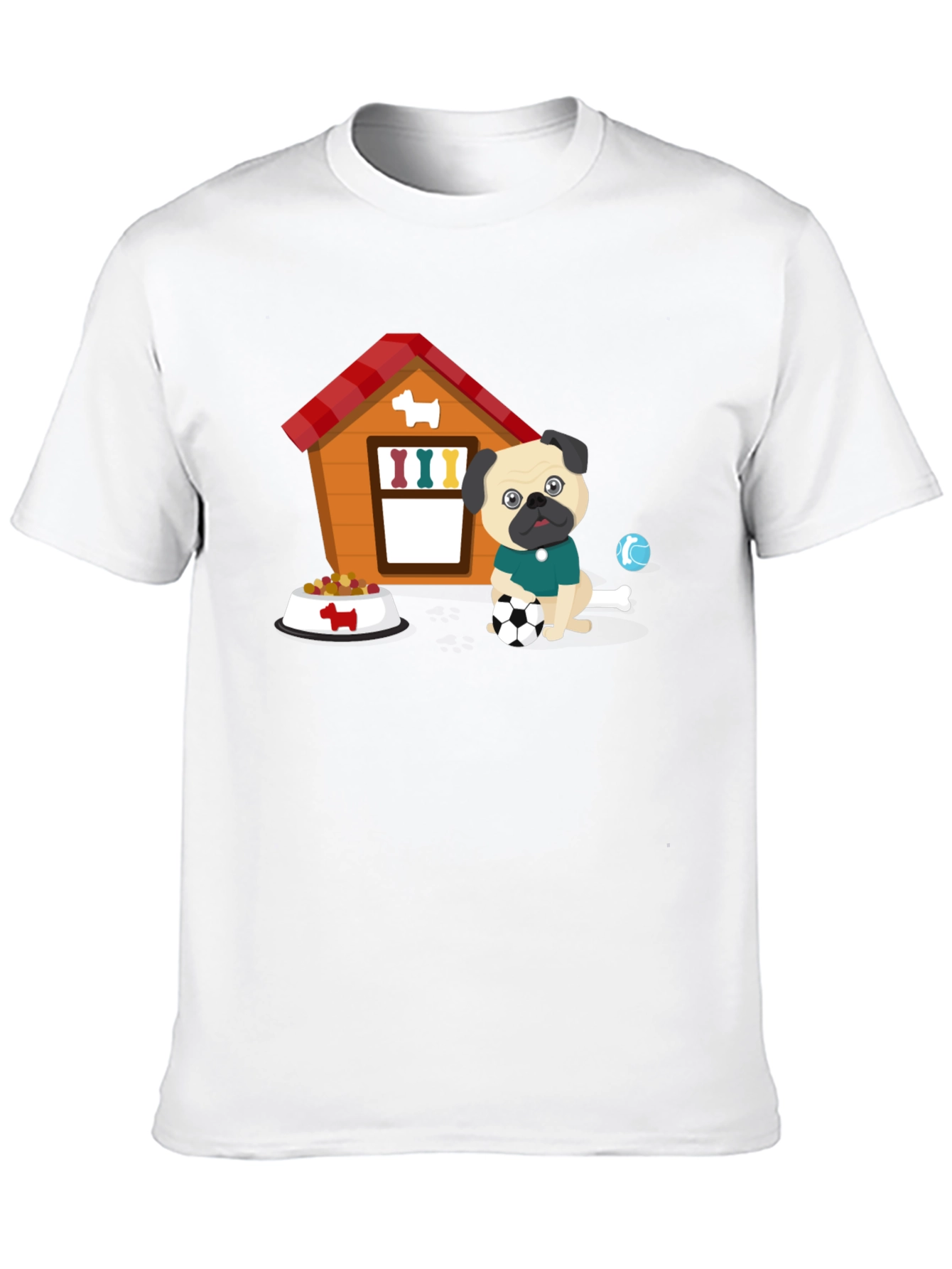 Pug Soccer T-Shirt - Cute Dog & Ball Design