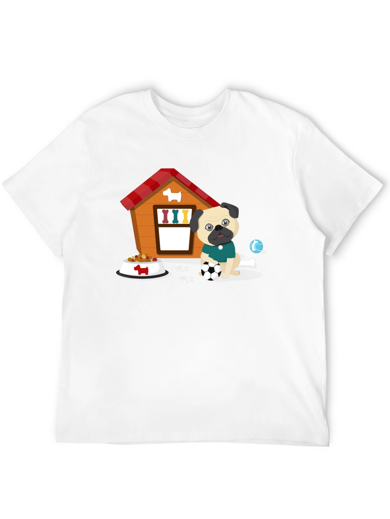 Pug Soccer T-Shirt - Cute Dog & Ball Design