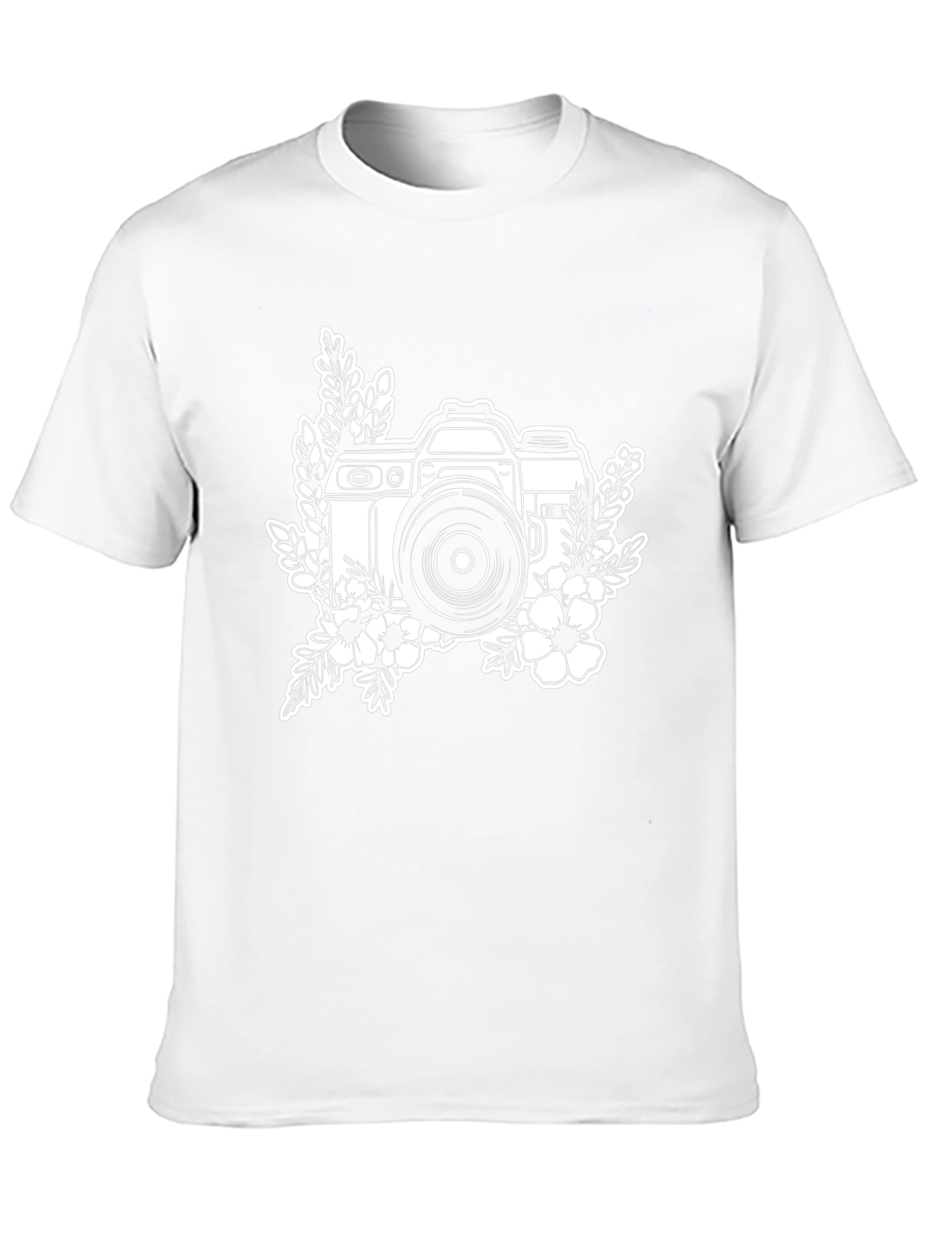 Floral Camera Black Graphic T-Shirt