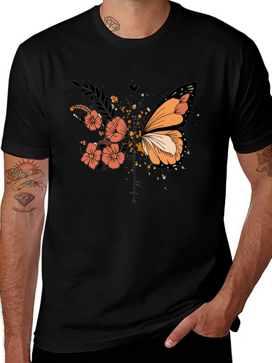 Butterfly Floral Graphic Tee - Stylish Comfort