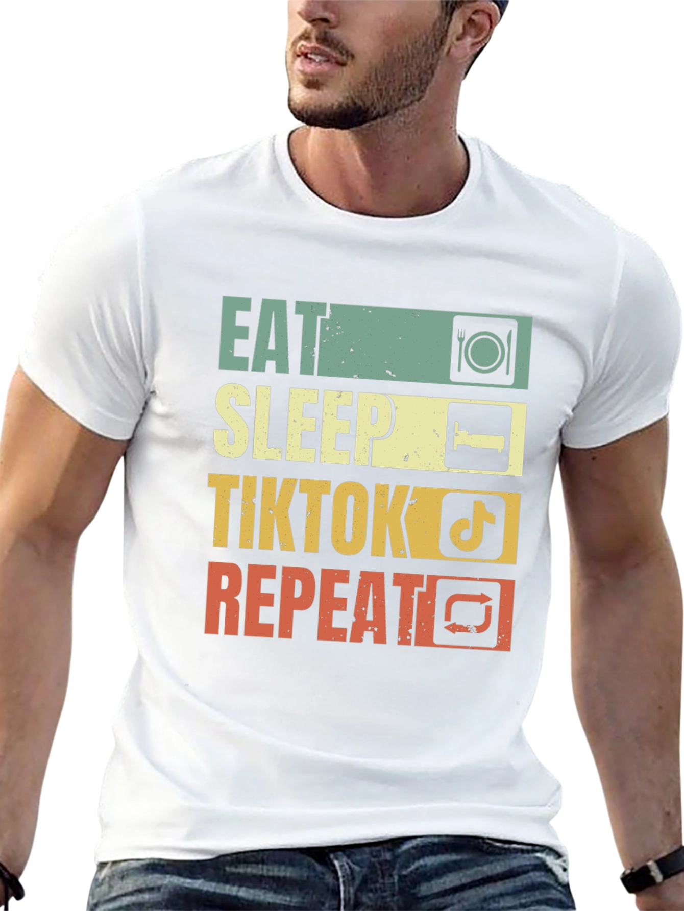 Eat Sleep TikTok Repeat Black T-Shirt