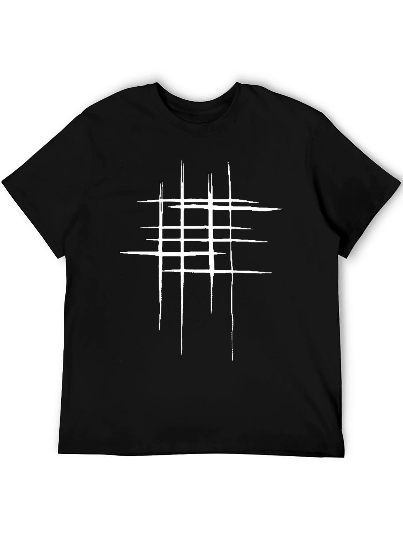 Abstract Grid Graphic Tee - Modern Black T-Shirt