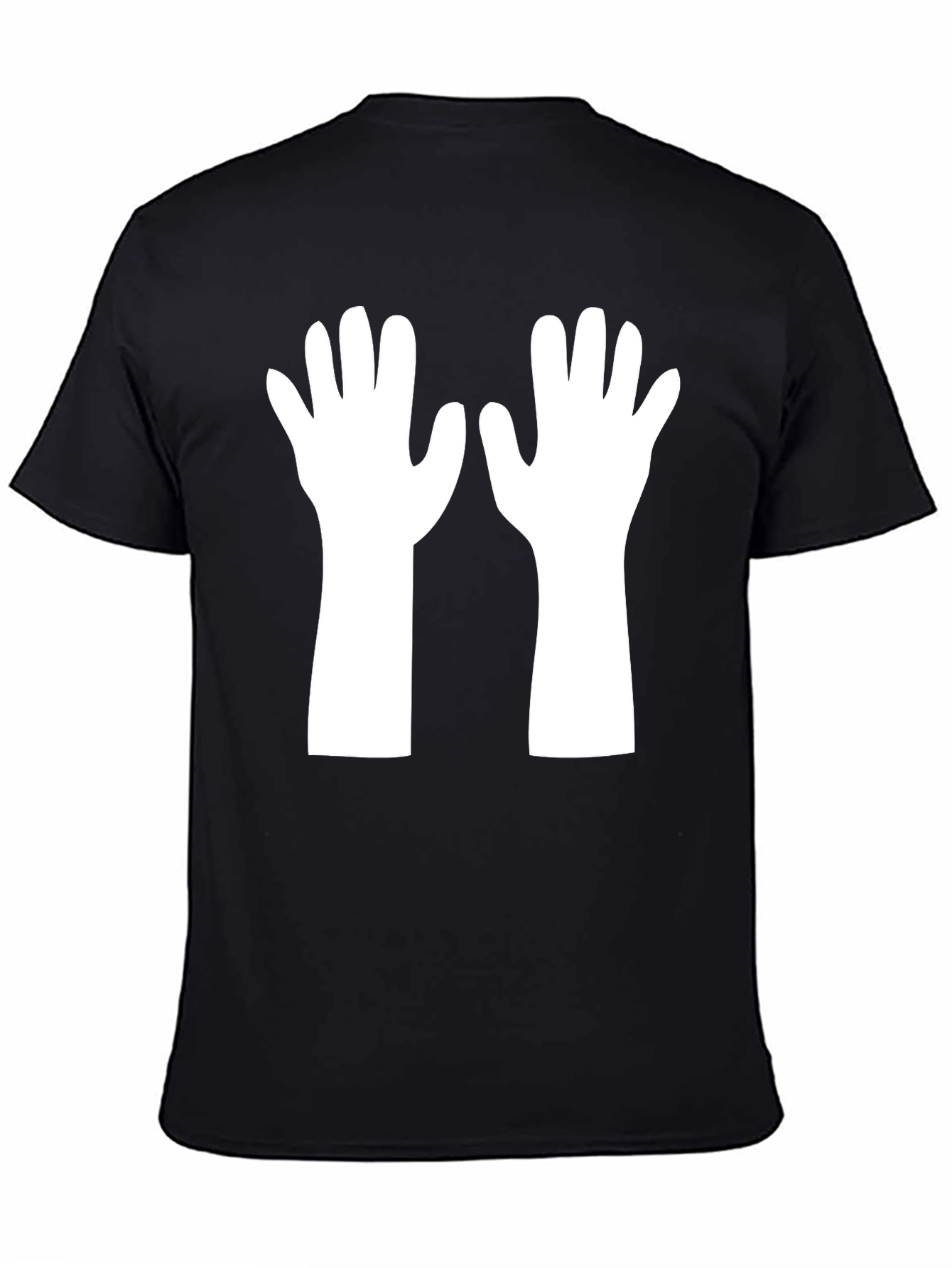 Black T-Shirt with White Hands Graphic