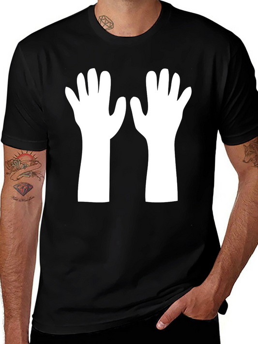 Black T-Shirt with White Hands Graphic