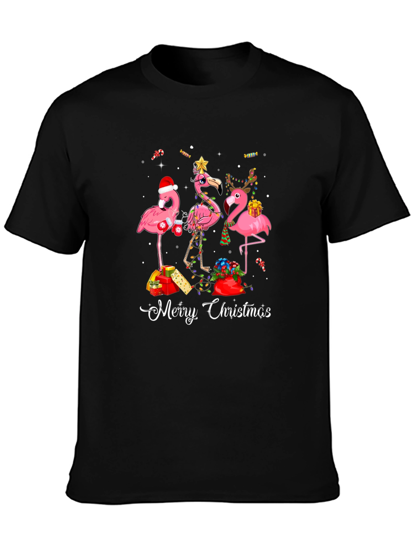 Festive Flamingo Christmas T-Shirt