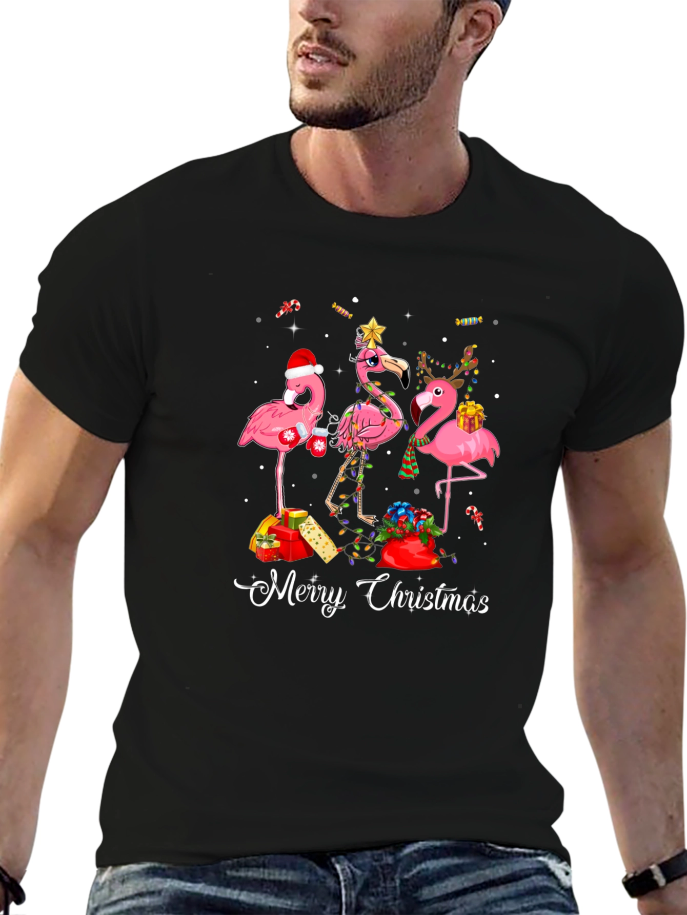 Festive Flamingo Christmas T-Shirt
