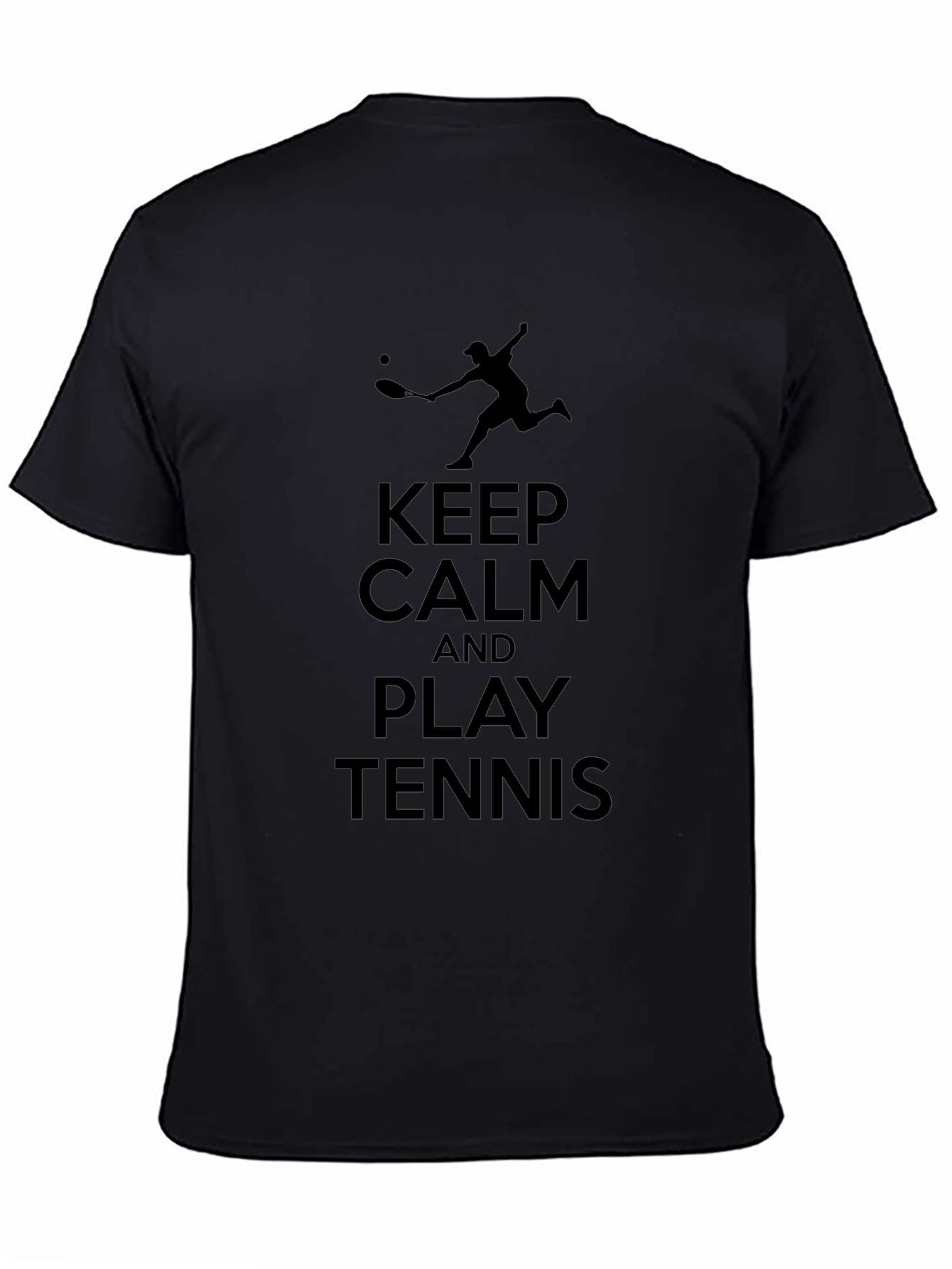 Keep Calm Play Tennis Black Graphic Tee