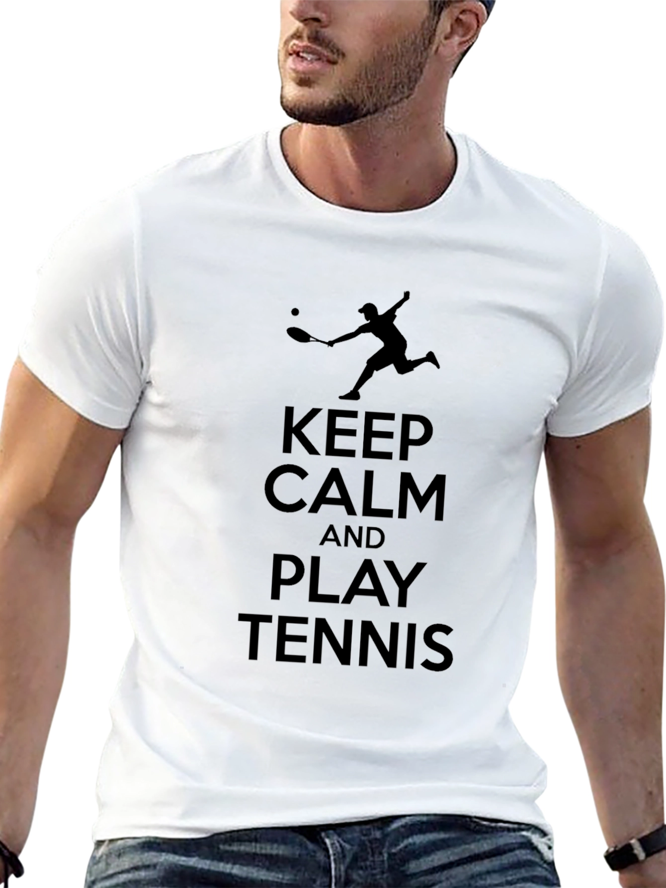 Keep Calm Play Tennis Black Graphic Tee
