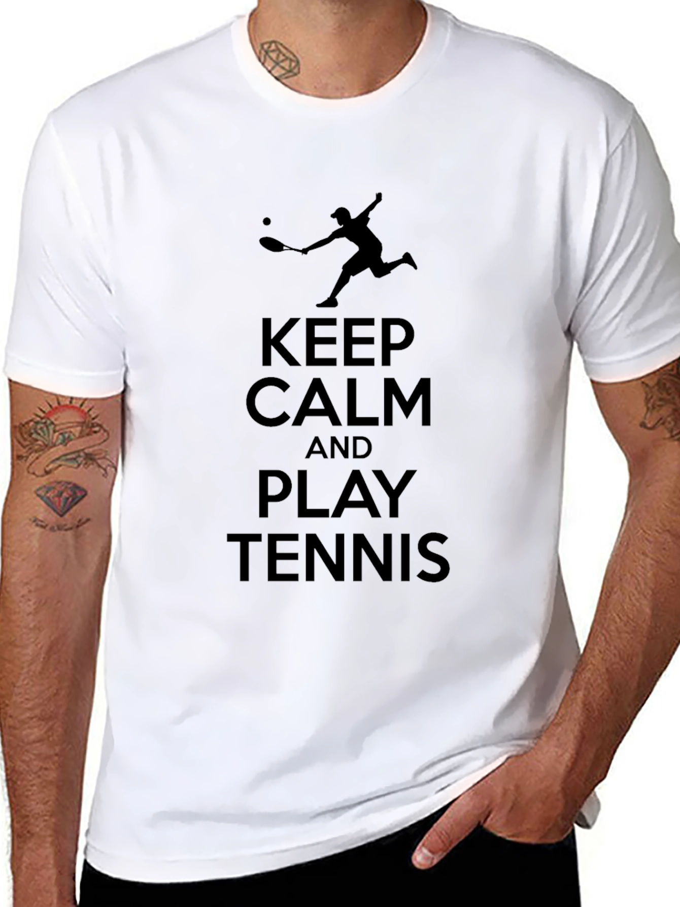 Keep Calm Play Tennis Black Graphic Tee