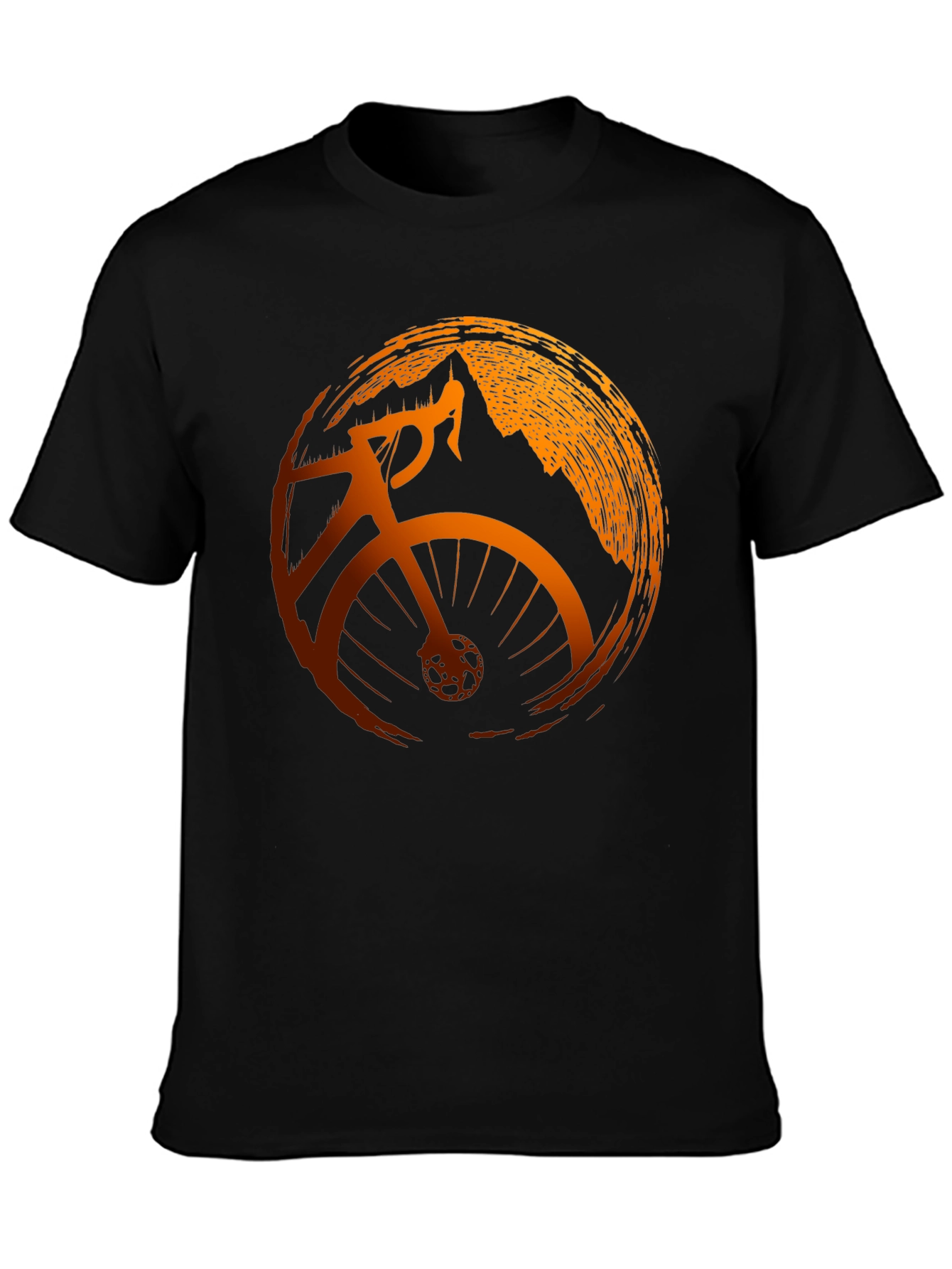 Mens Black Cycling T-Shirt with Mountain Design