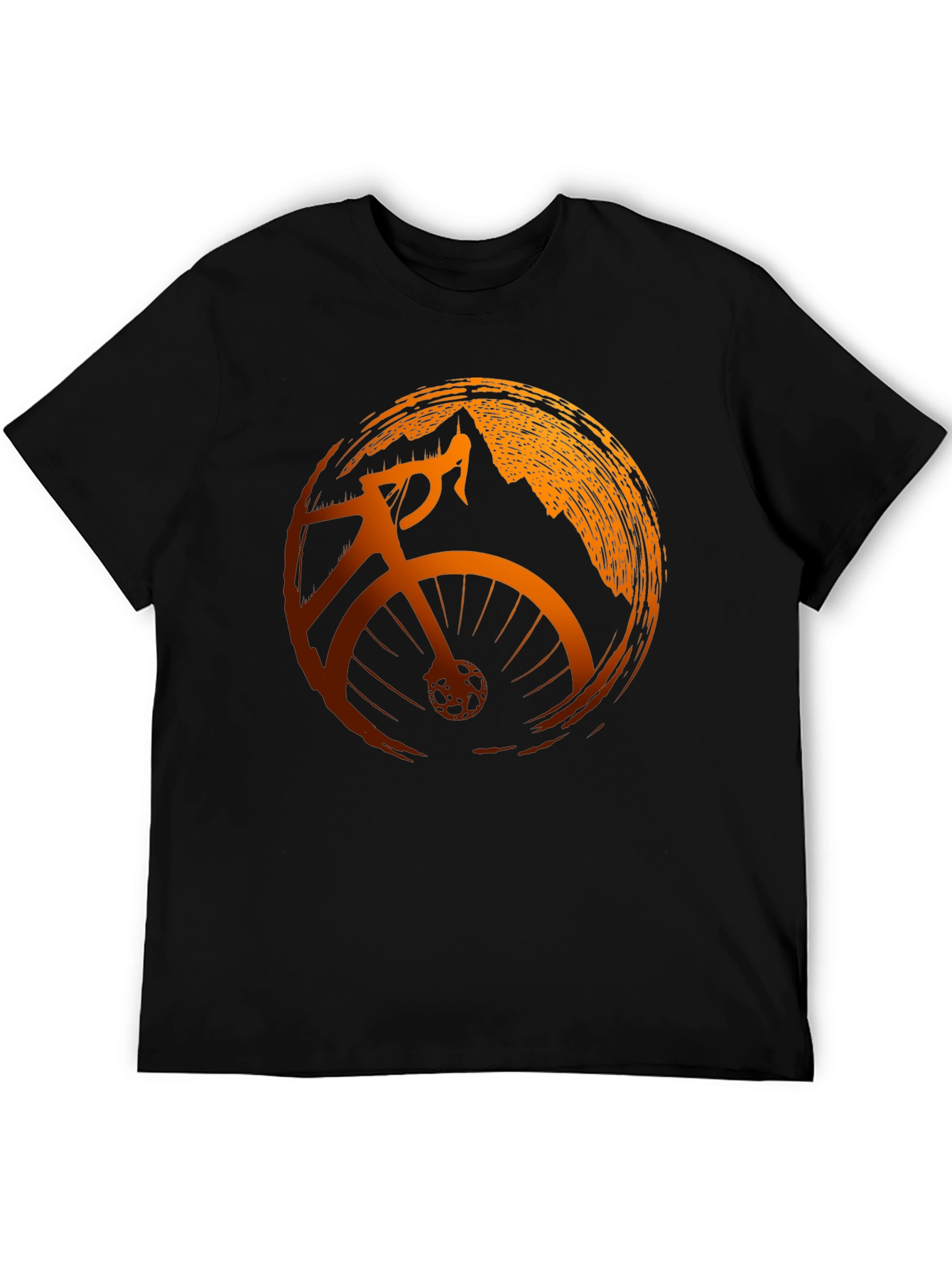 Mens Black Cycling T-Shirt with Mountain Design