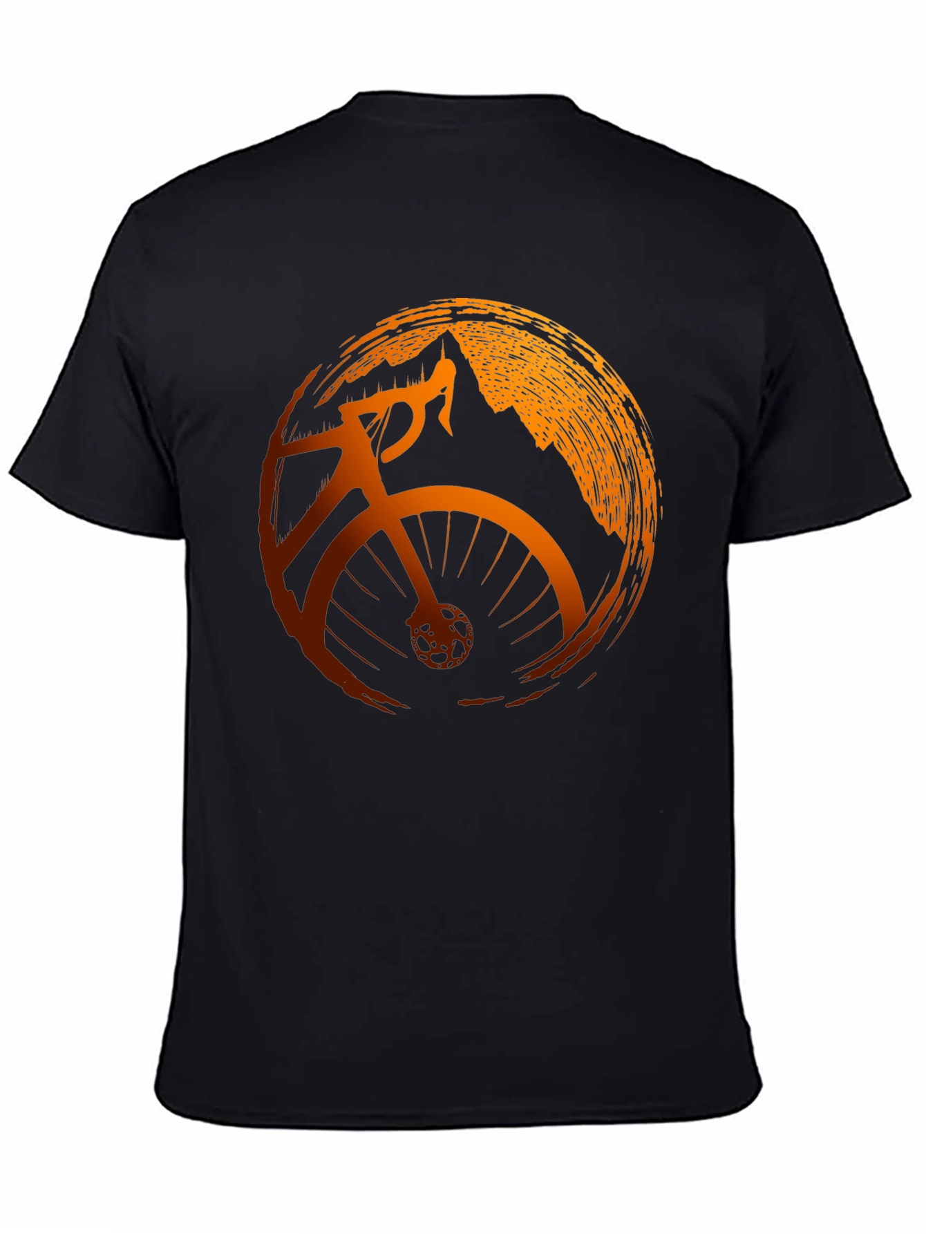 Mens Black Cycling T-Shirt with Mountain Design