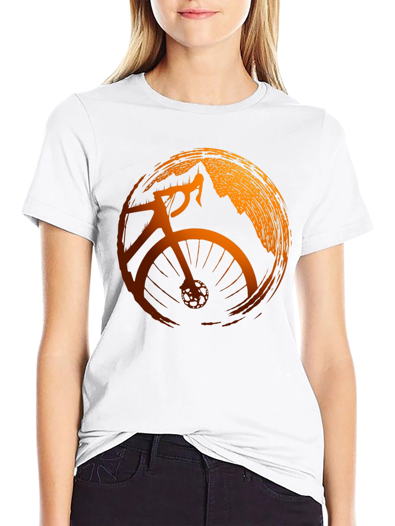 Mens Black Cycling T-Shirt with Mountain Design