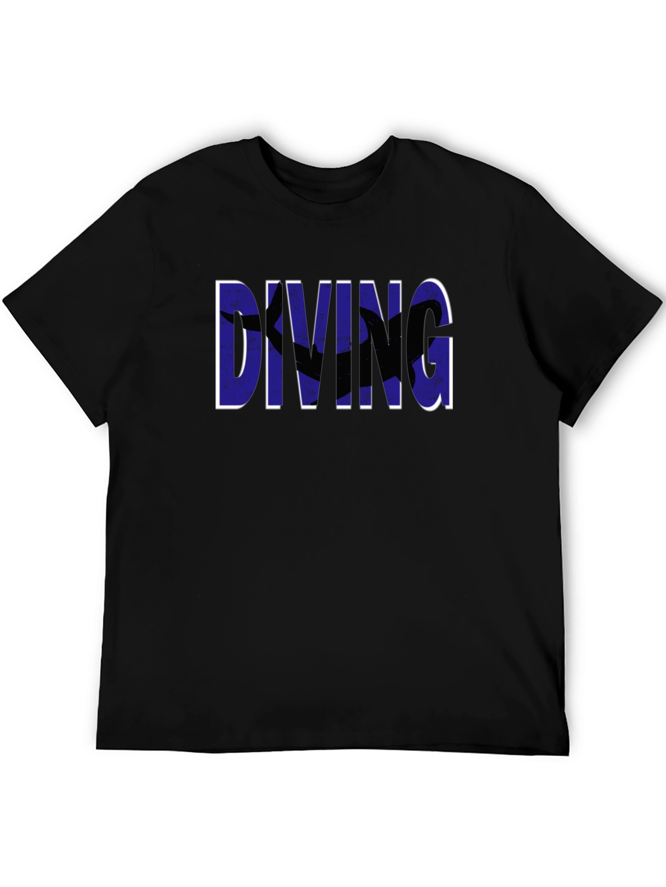 Diving Graphic Tee - Black Cotton T-Shirt