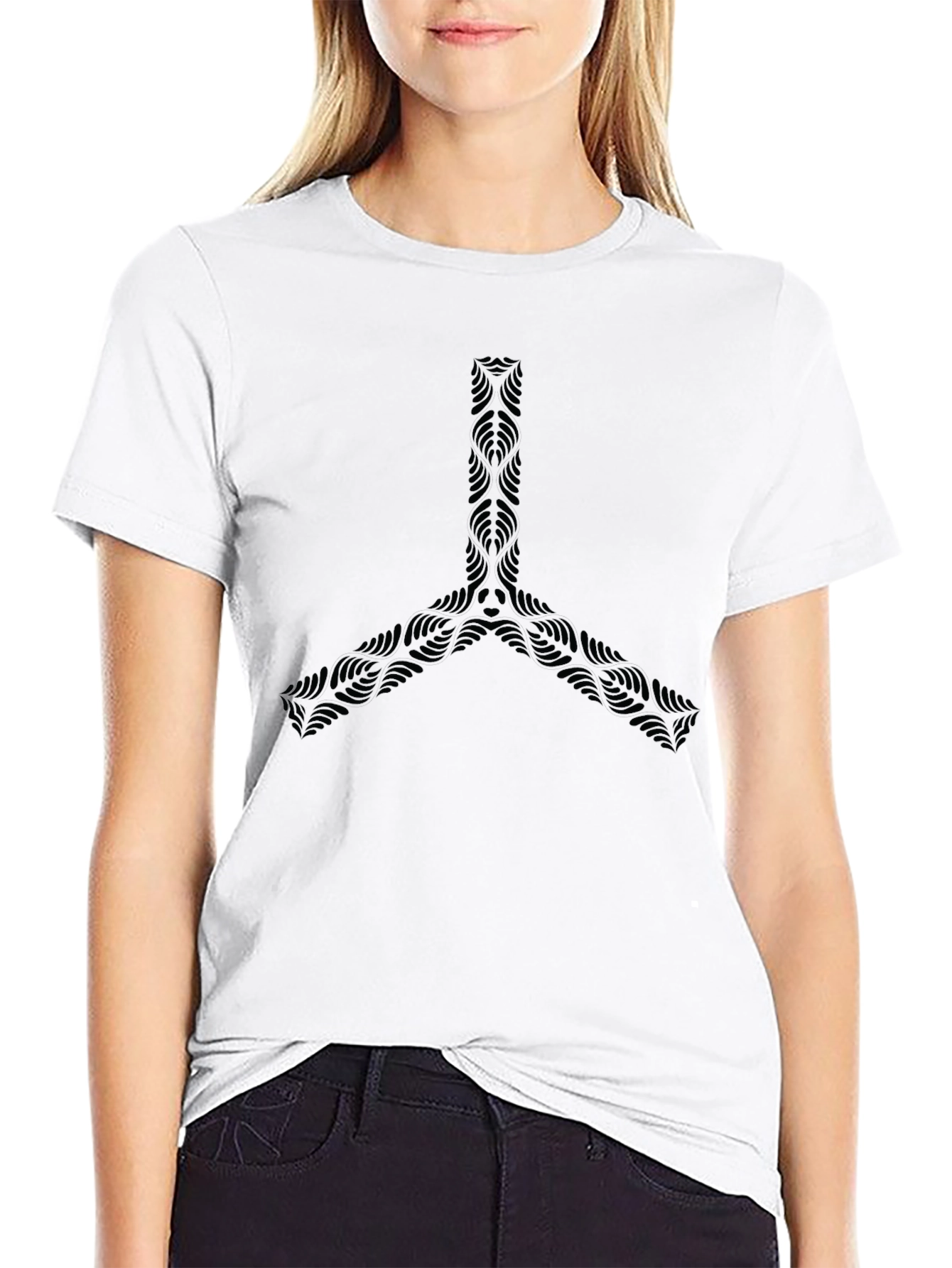 Abstract Graphic Print Black Crew Neck T-Shirt