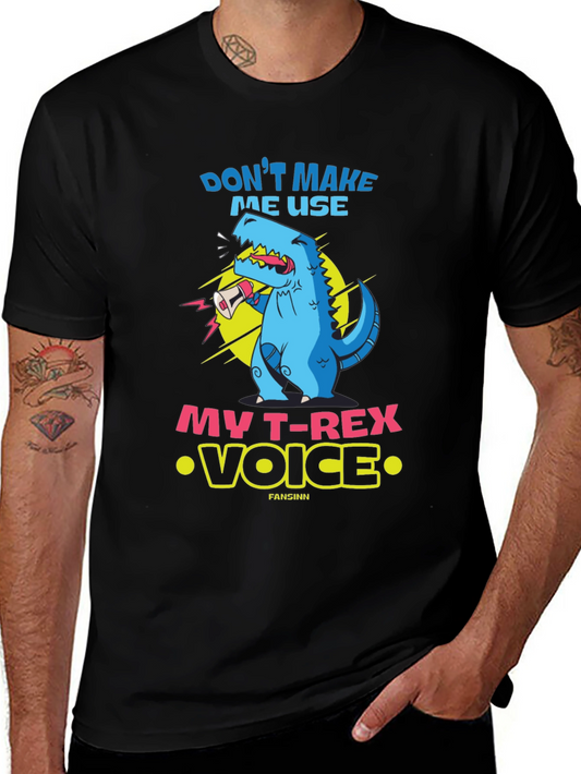 Funny T-Rex Voice Graphic Tee - Black