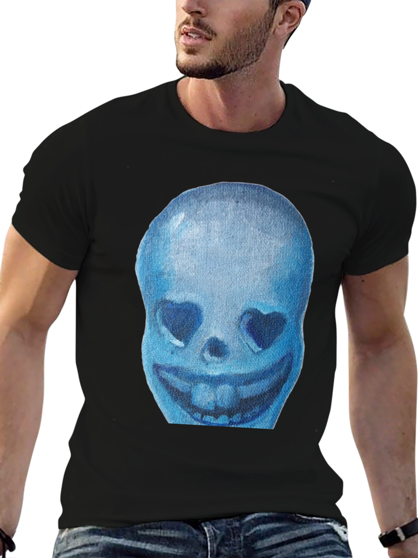 Blue Skull Graphic T-Shirt - Soft Cotton Tee