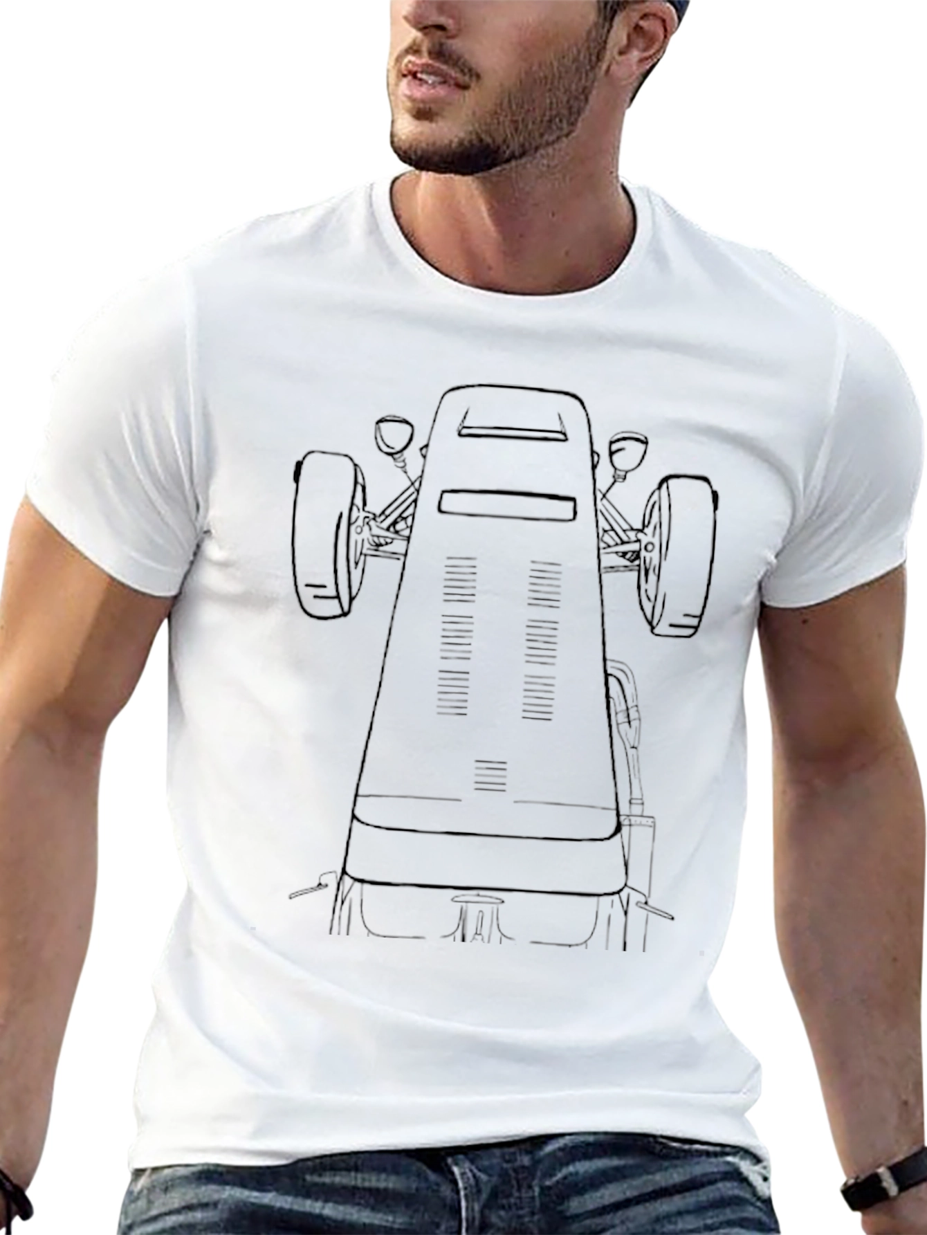 Black Car Sketch T-Shirt: Stylish Automotive Apparel
