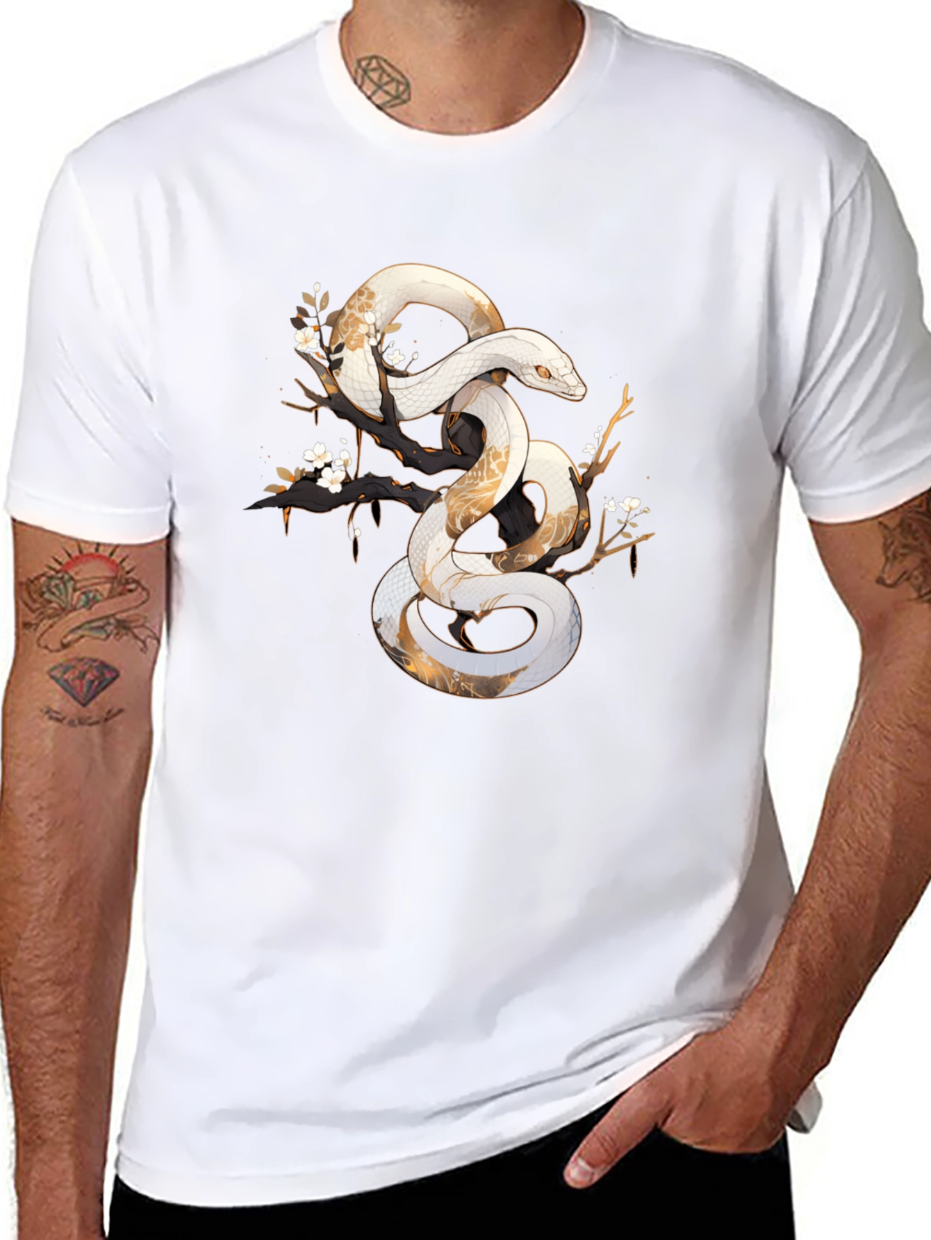 Snake Art Tee: Black Graphic T-Shirt