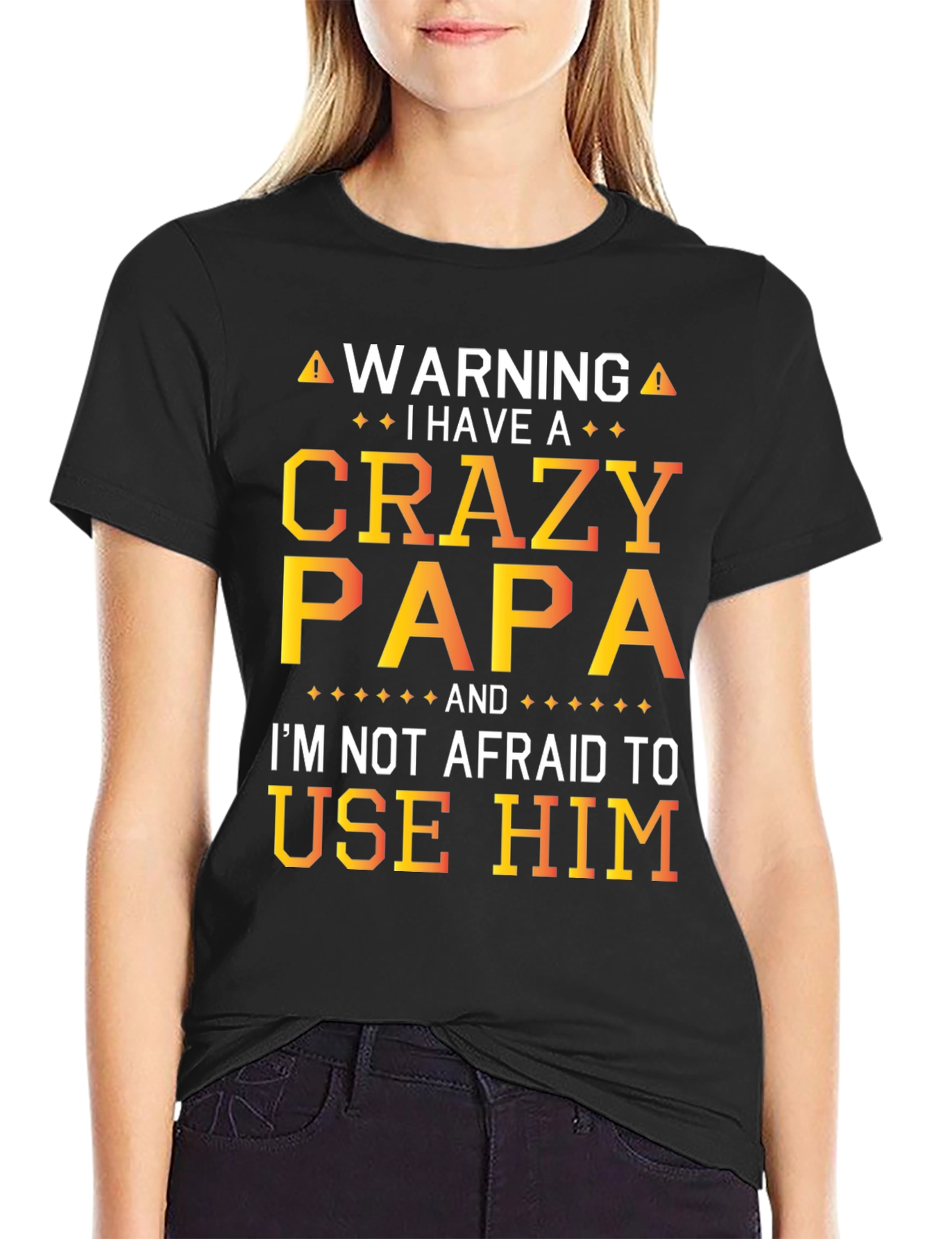 Crazy Papa Graphic T-Shirt - Warning Funny Dad Tee