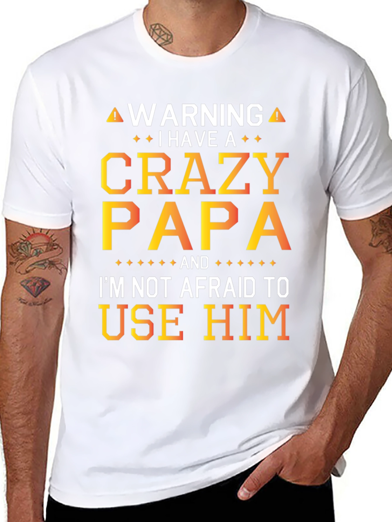 Crazy Papa Graphic T-Shirt - Warning Funny Dad Tee
