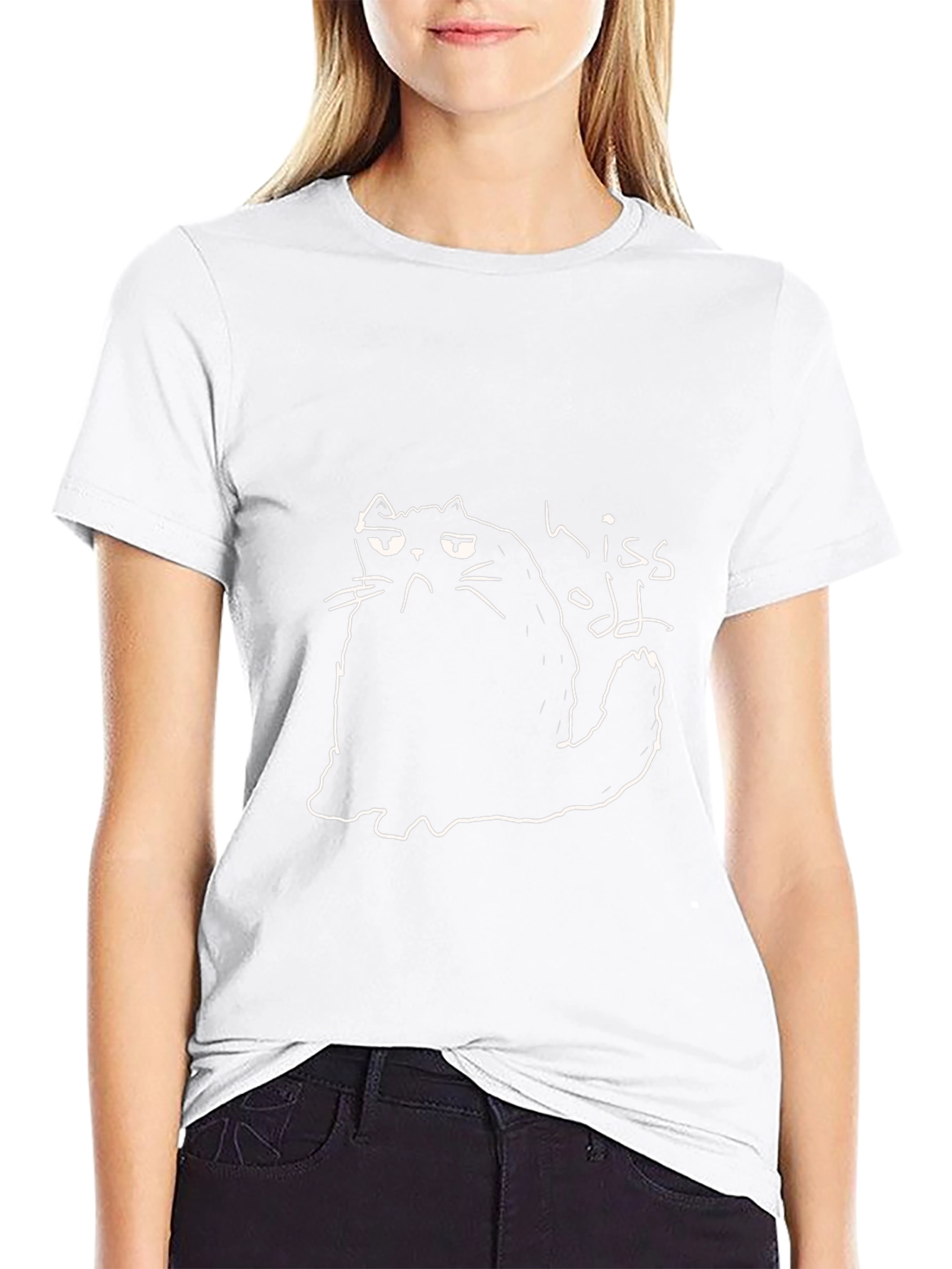 Hiss Off Cat Graphic T-Shirt - Funny Black Tee