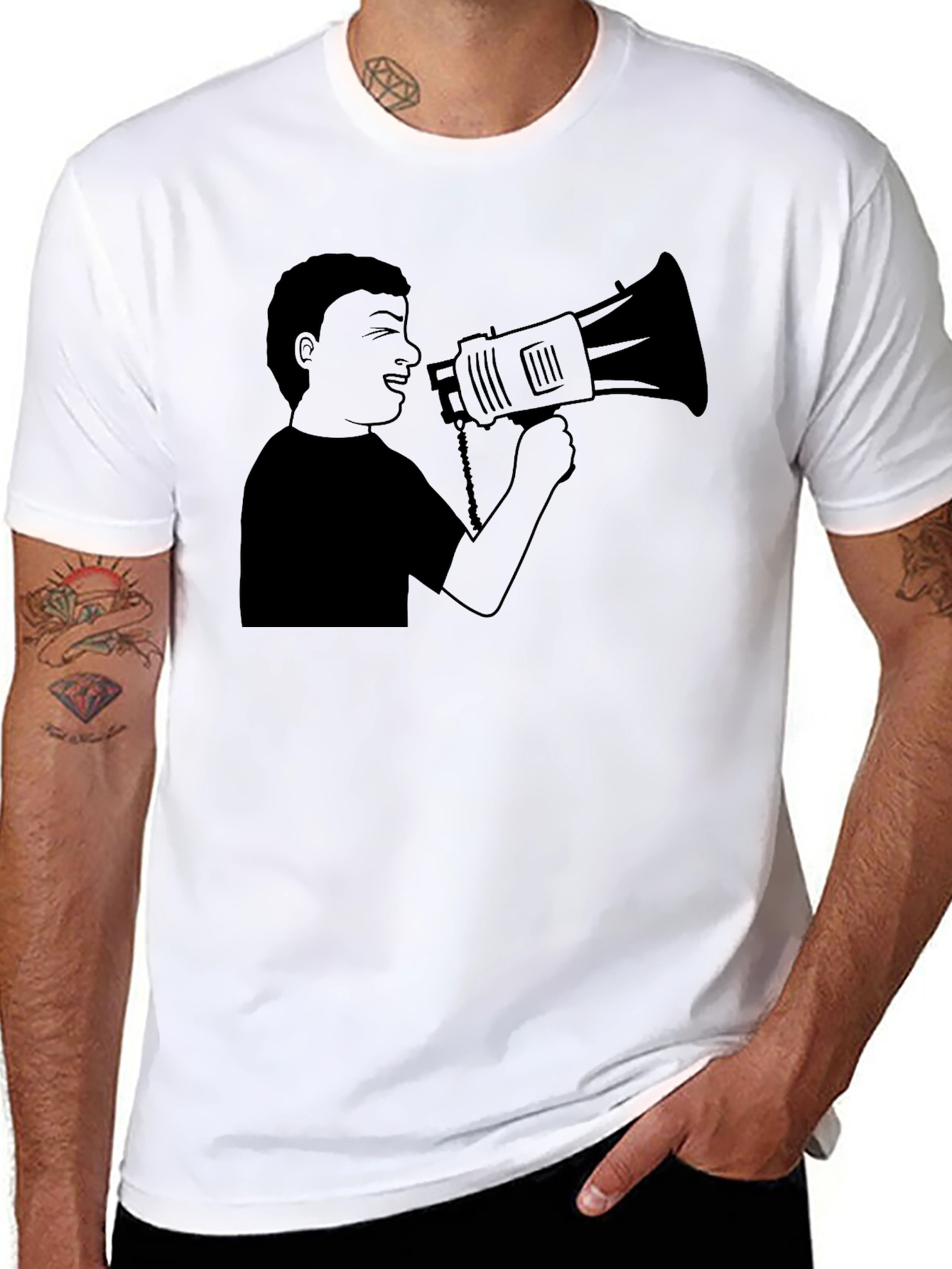 Megaphone Graphic Tee - Black Casual Style