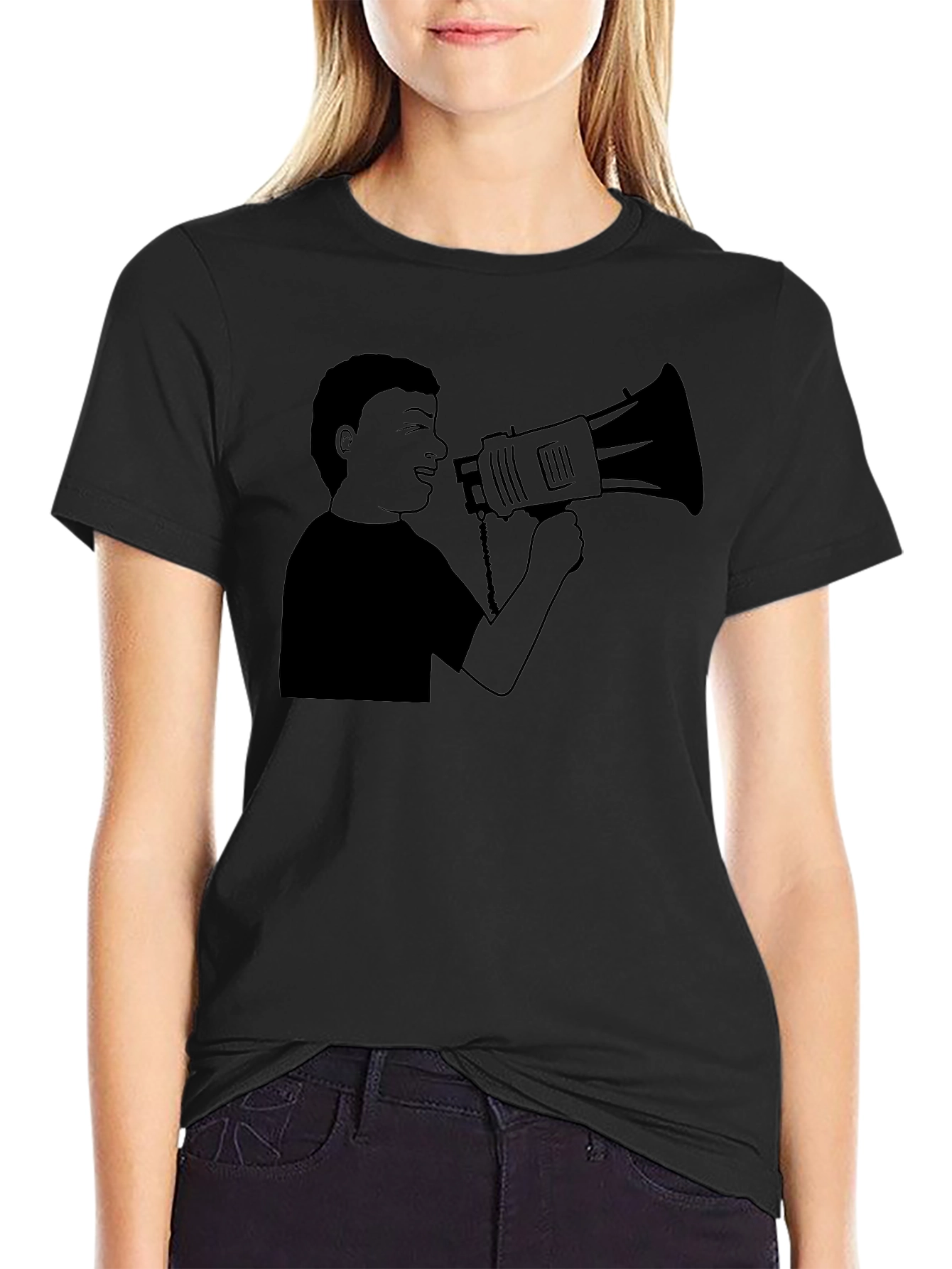Megaphone Graphic Tee - Black Casual Style