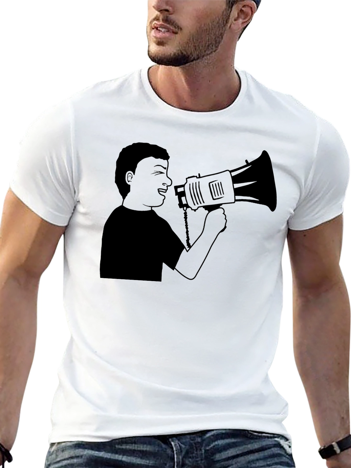 Megaphone Graphic Tee - Black Casual Style