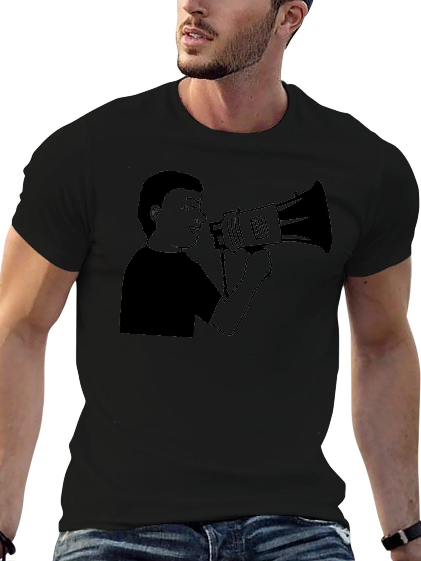 Megaphone Graphic Tee - Black Casual Style