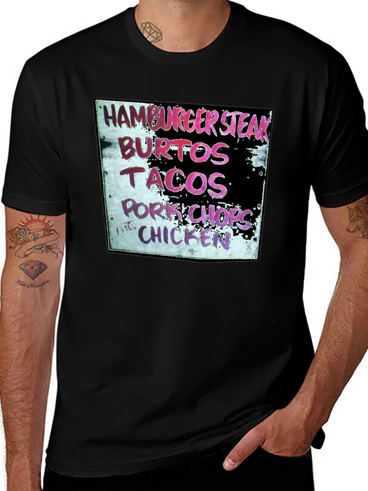 Hamburger Steak Burritos Tacos Chicken Black T-Shirt