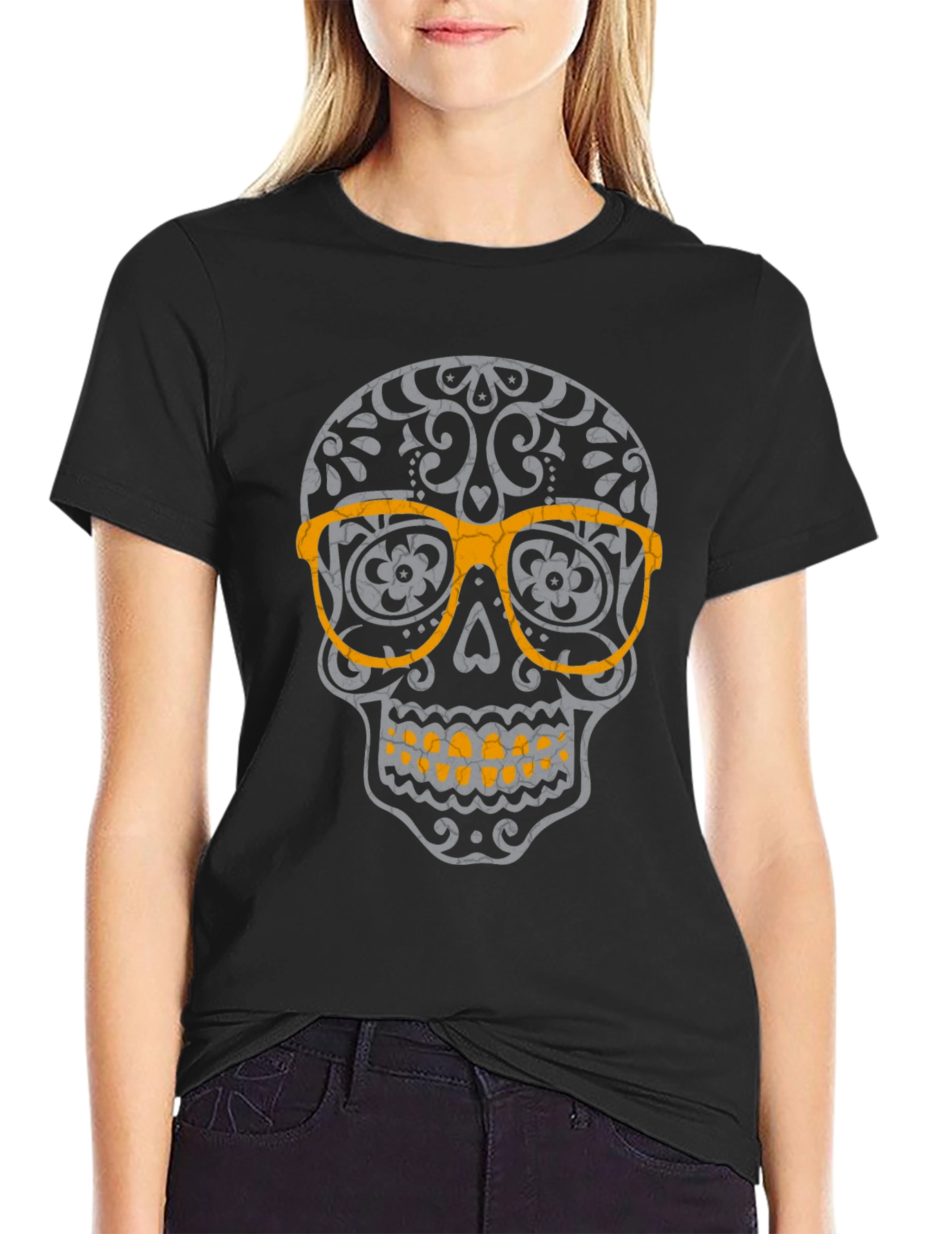 Skull with Glasses Graphic T-Shirt