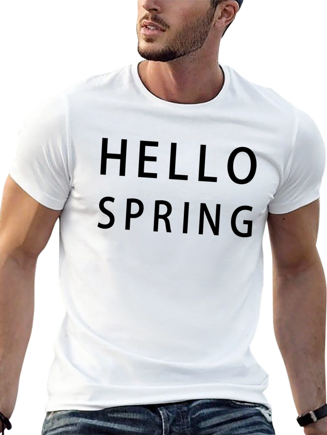 Hello Spring Black Graphic Tee