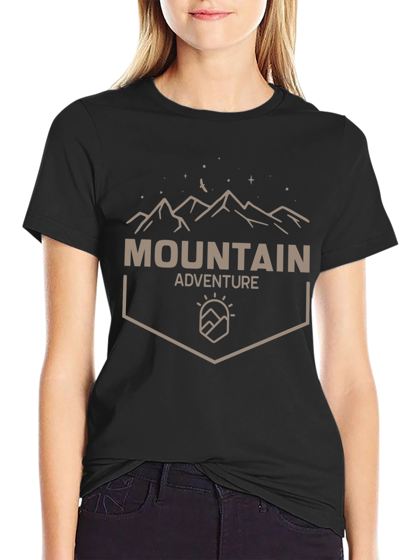 Mountain Adventure Graphic Tee - Black Casual Shirt