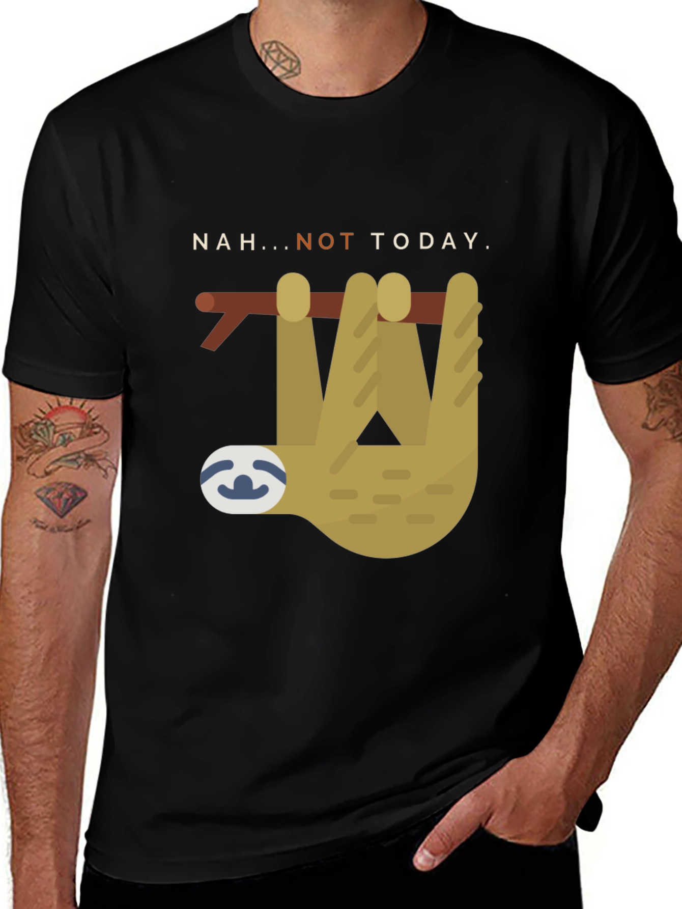 Nah... Not Today Sloth Graphic Tee - Black