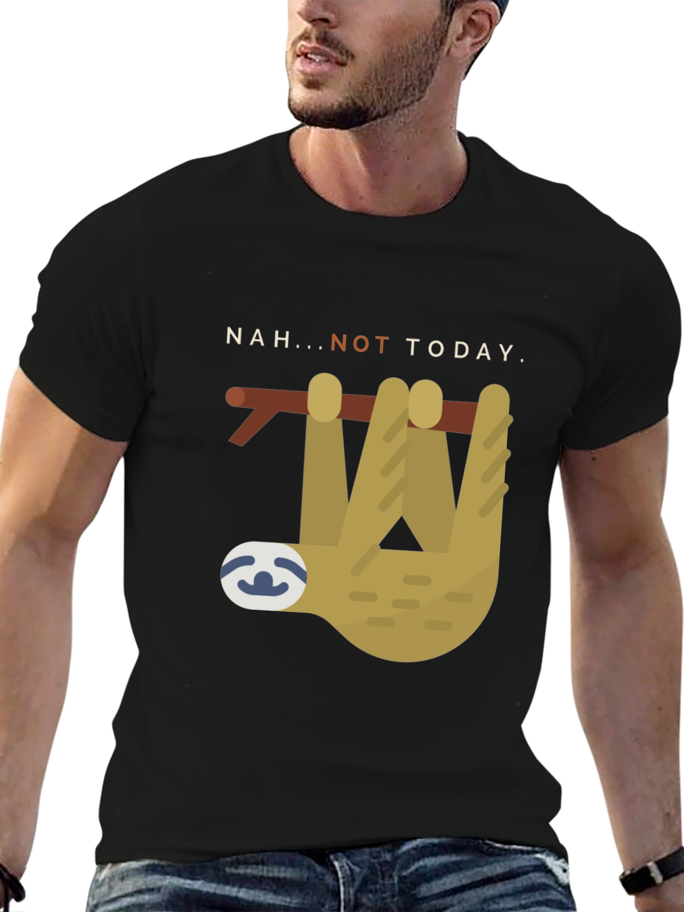 Nah... Not Today Sloth Graphic Tee - Black