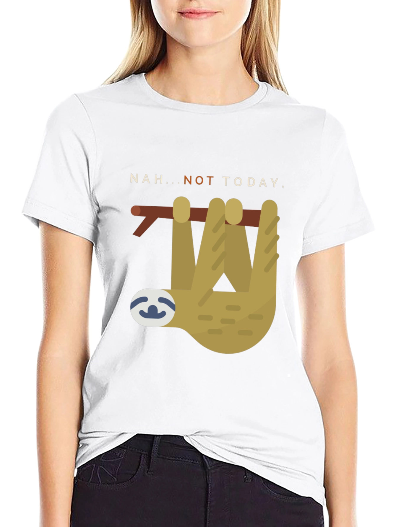 Nah... Not Today Sloth Graphic Tee - Black