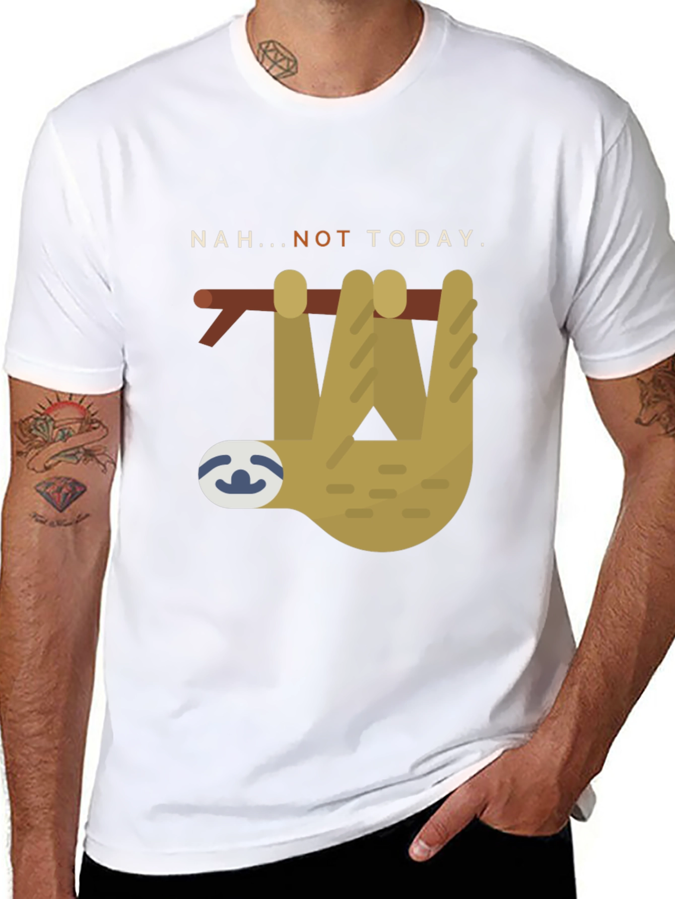 Nah... Not Today Sloth Graphic Tee - Black