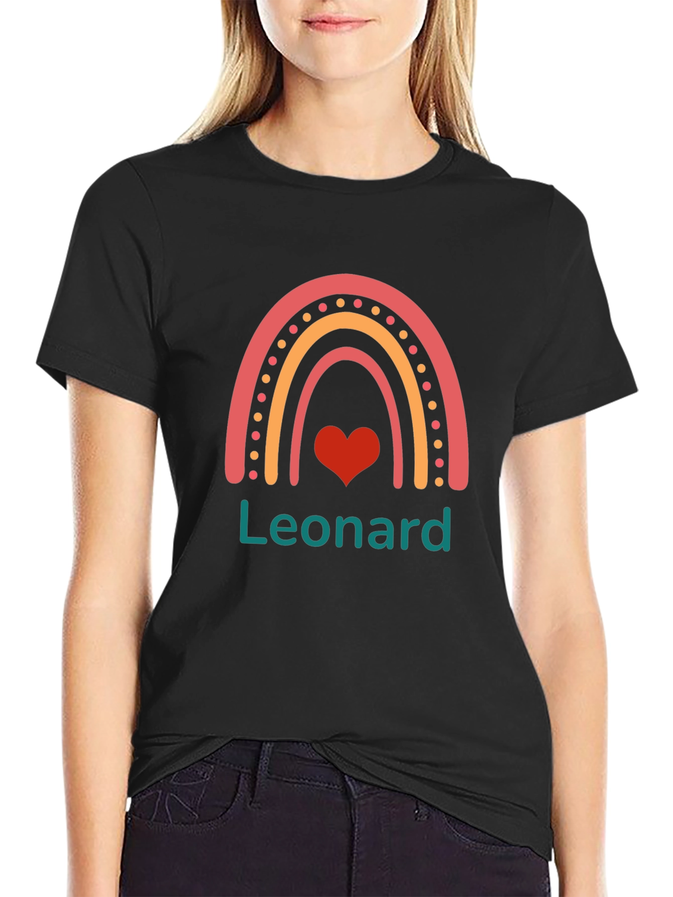 Leonard Rainbow Heart Graphic Tee - Cute & Stylish