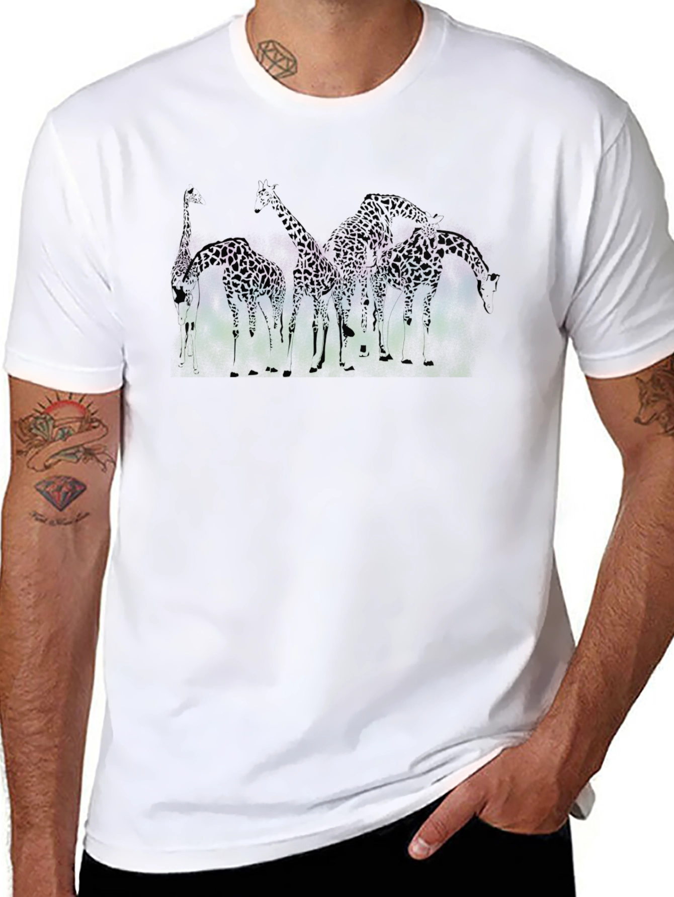 Giraffe Aurora Black T-Shirt