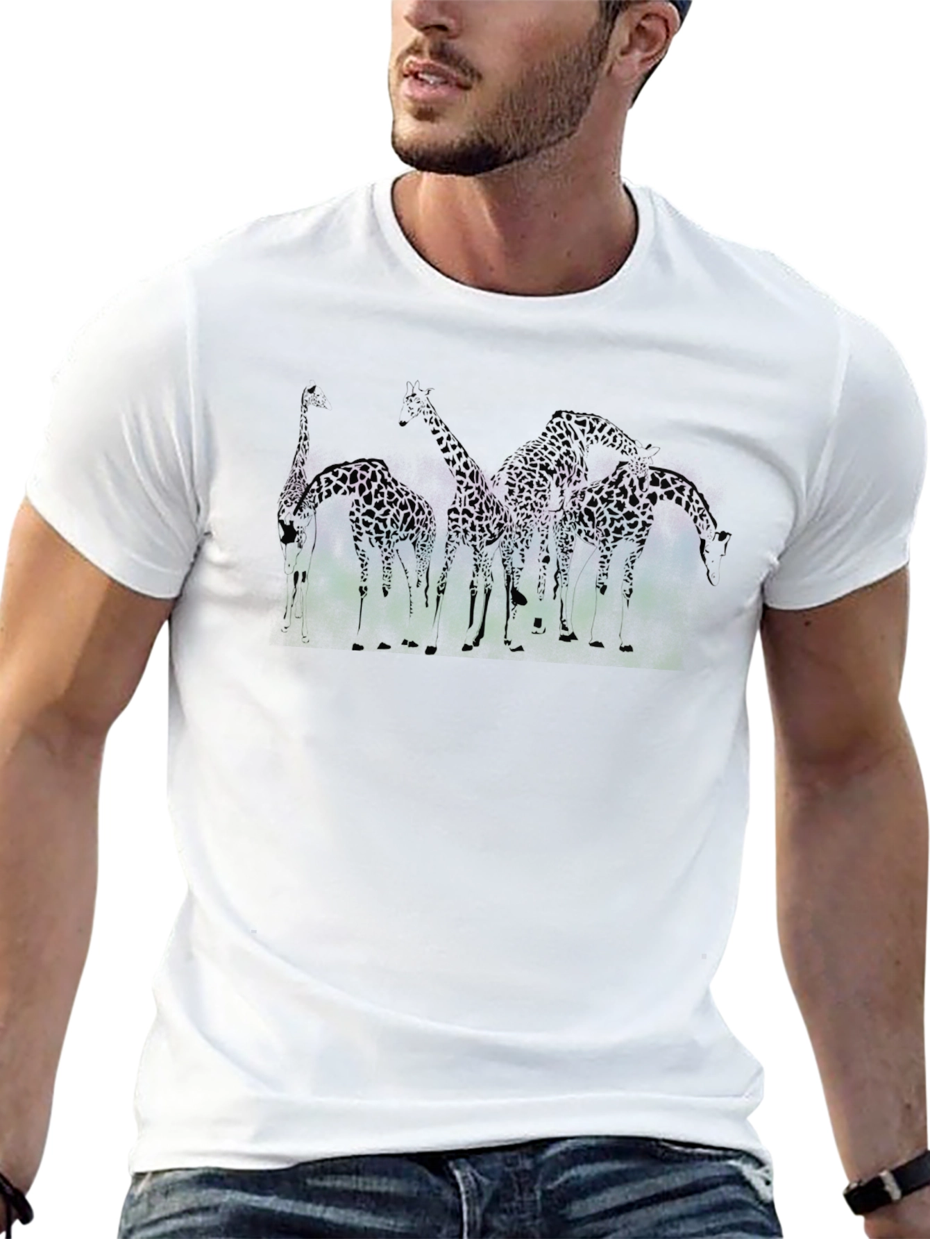 Giraffe Aurora Black T-Shirt