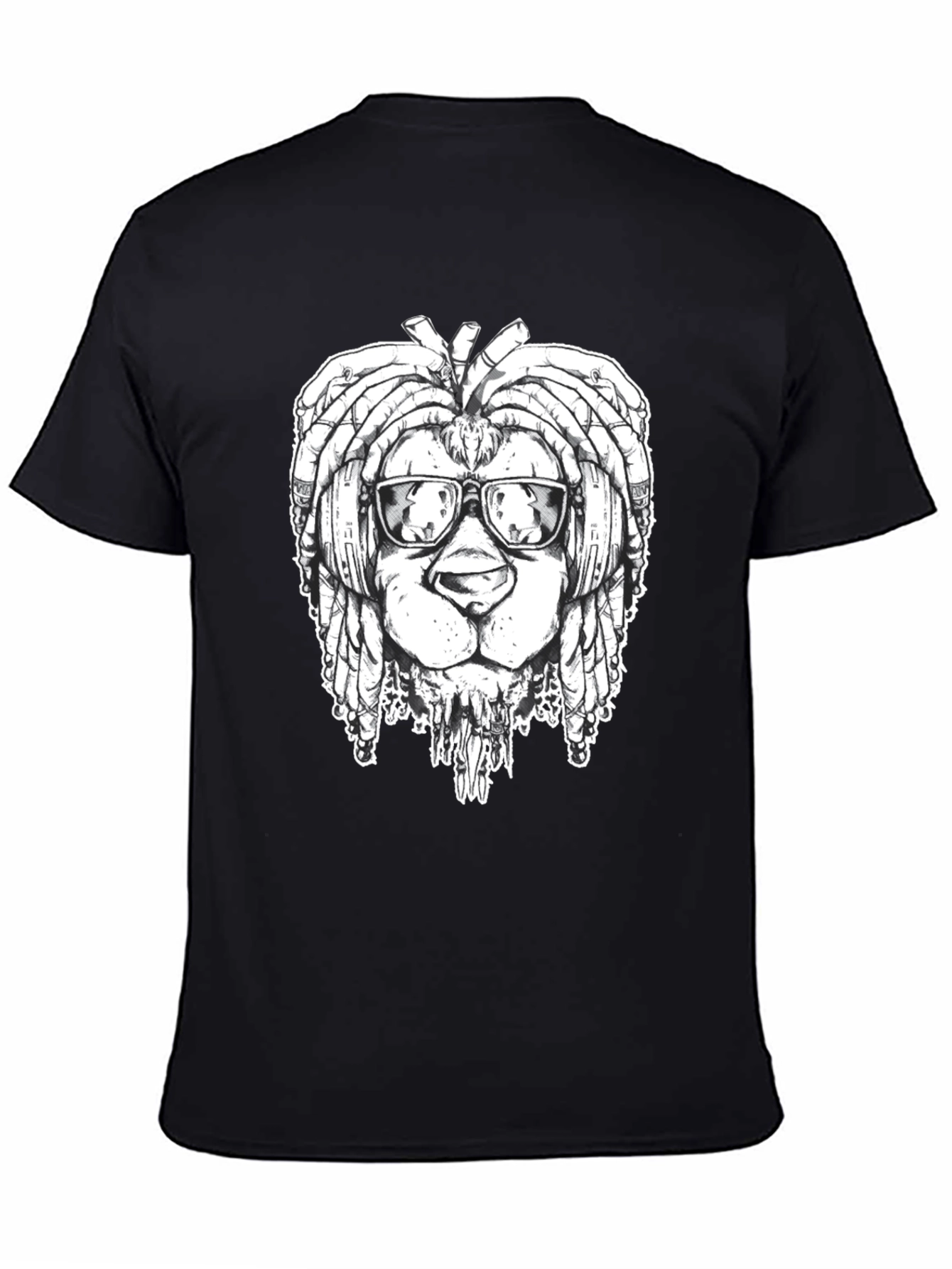 Cool Lion Dreadlocks Graphic Tee - Black
