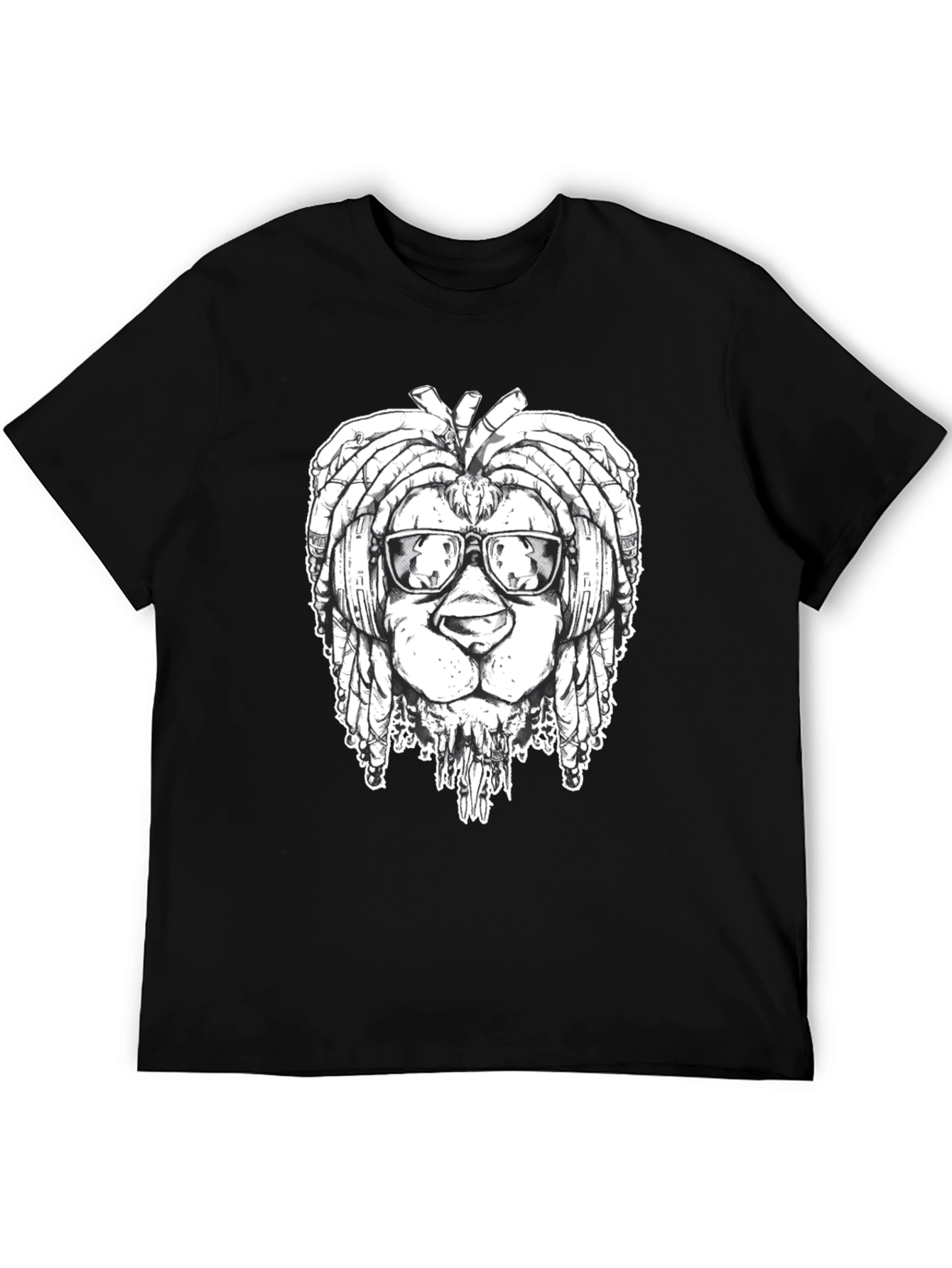 Cool Lion Dreadlocks Graphic Tee - Black